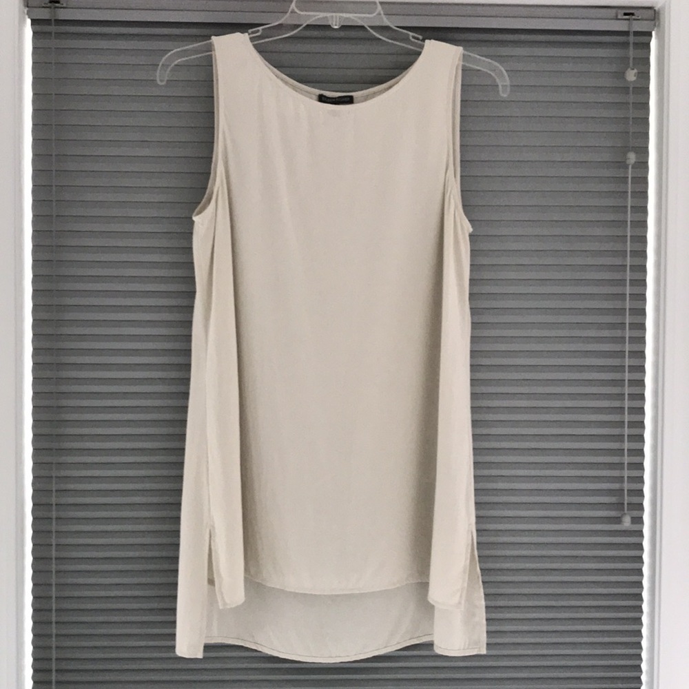 Eileen Fisher M silk tank cream flowing side split womens sleeveless tunic top